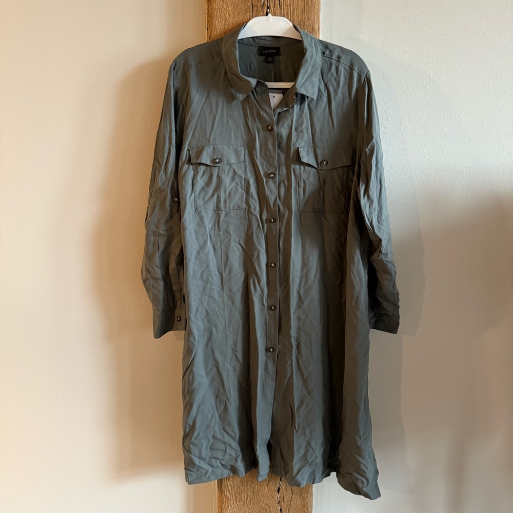J. Jill Caraway army green button-down tunic